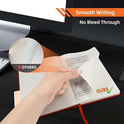 Miniatura 5 de Cuadernos de rayas universitarias, paquete de 6 cuadernos rayados A5, 200 páginas de papel grueso de 3.53 ozm, tapa dura, 8.25 x 5.75 pulgadas, rojo