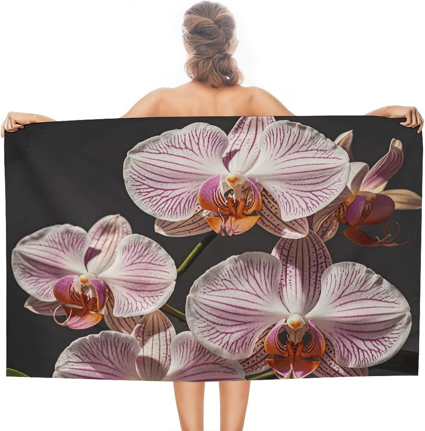 Ophelia Orchid Beach Towel 31×51 Sandproof Pool Swim Towels Oversized Absorbent Microfiber Bath Towels Soft Beach Blanket Quick Dry Towel for Travel Camping Swimming Gym Yoga