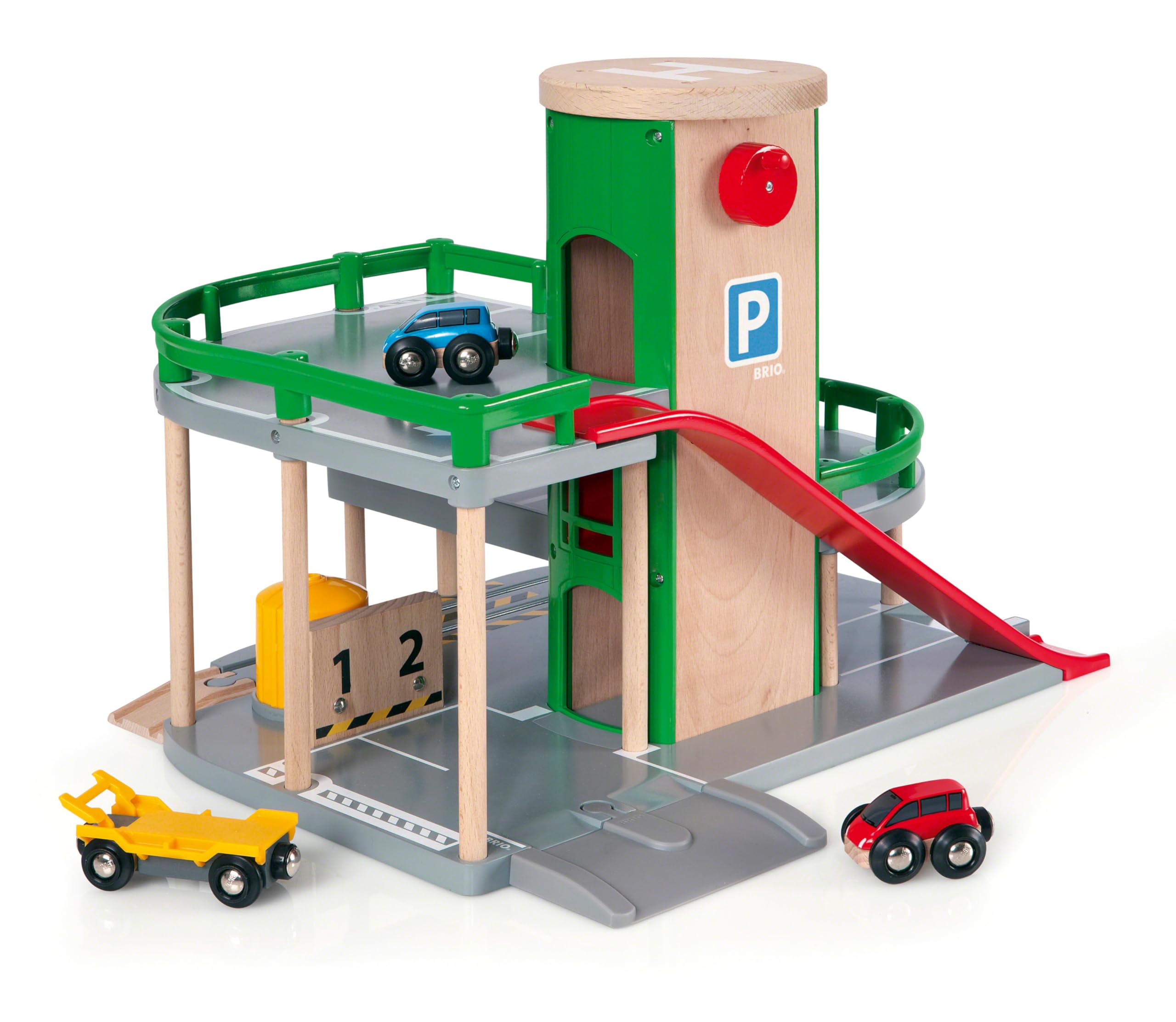 BRIO World 33204 Parkhaus, Straßen & Schienen - Eisenbahnzubehör Holzeisenbahn - Empfohlen für Kinder ab 3 Jahren