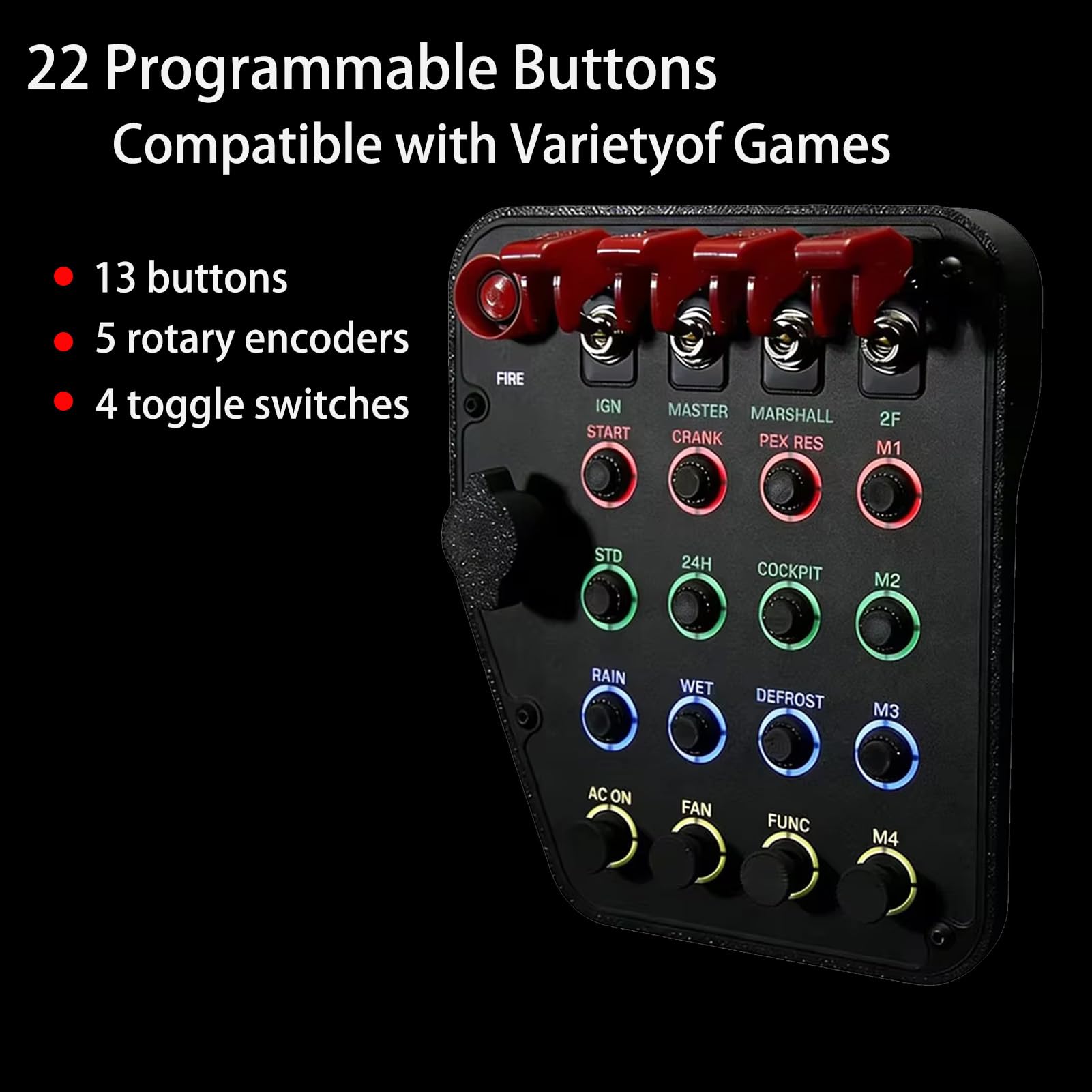 Multi-function 22 Programmable Buttons USB Simulation Racing Center Control For Logitech G27/G29/G920/G923 RS50/G Pro Steering Wheel; PC Button Box For PXN V99/ V10 Pro/V12 LITE/VD4 VD6 VD10 Truck ETS