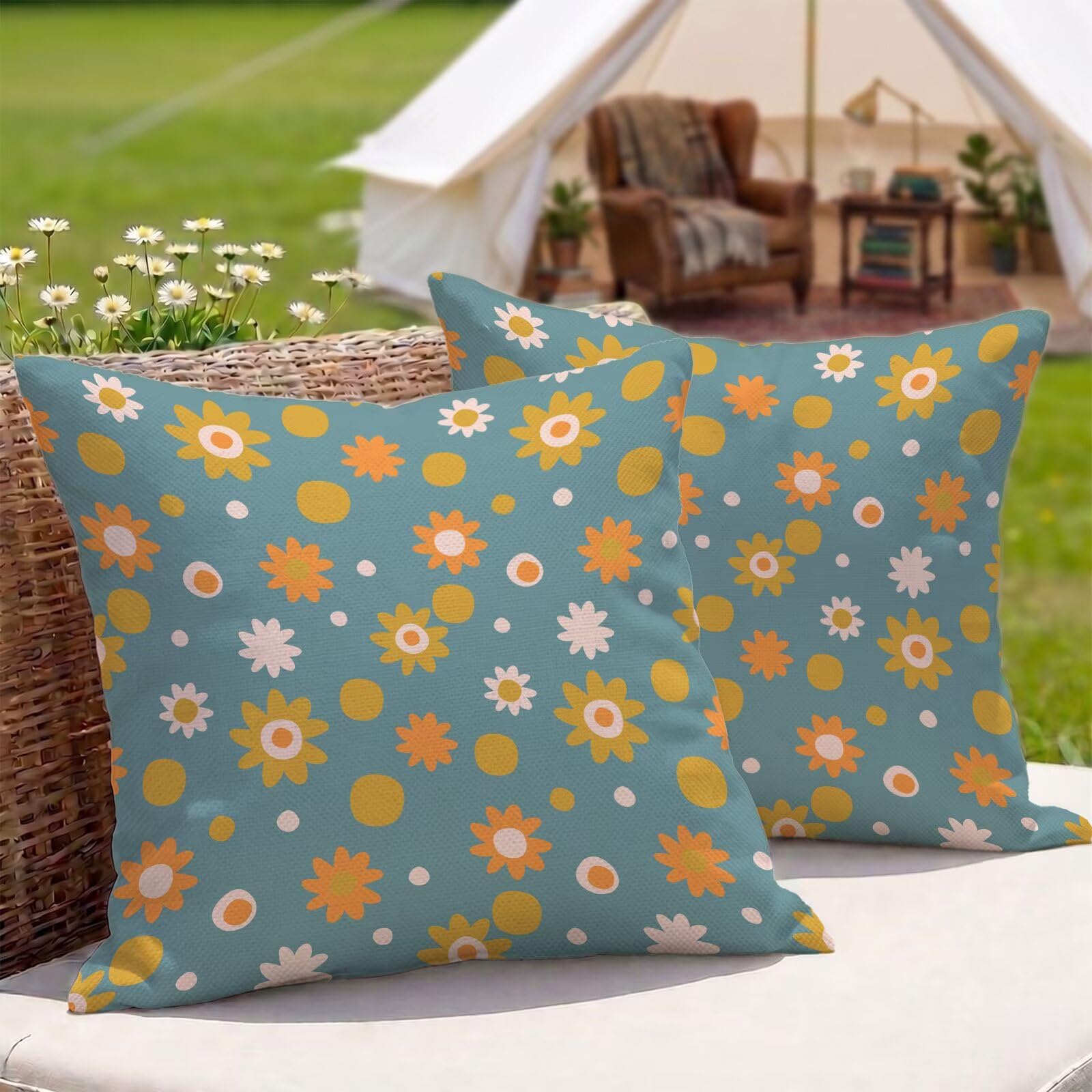Housses de coussin déperlantes 55x55 cm extérieur anti-pluie avec fermeture éclair