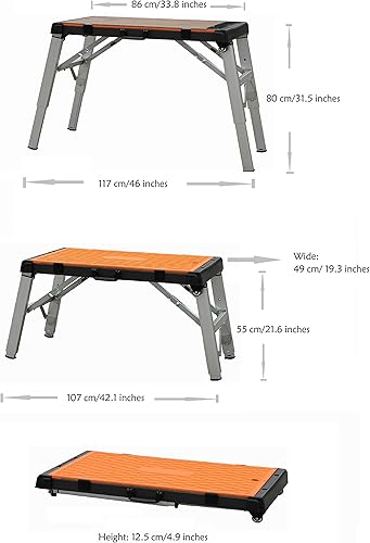 Miniatura 5 de WINTOOLS Banco de trabajo plegable portátil multifunción 4 en 1/plataforma de andamio/portador de enredaderas/camión de mano