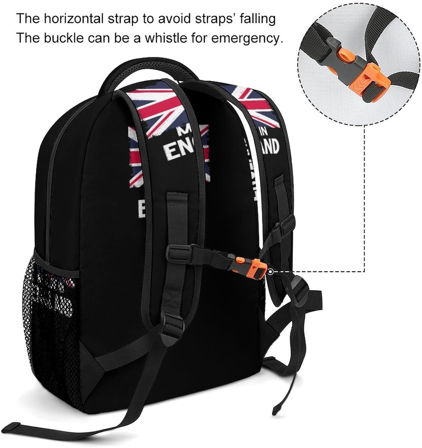 Made in England British Flag Union Jack Laptop Backpack Lightweight Travel Daypack Shoulder Bag for Men Women