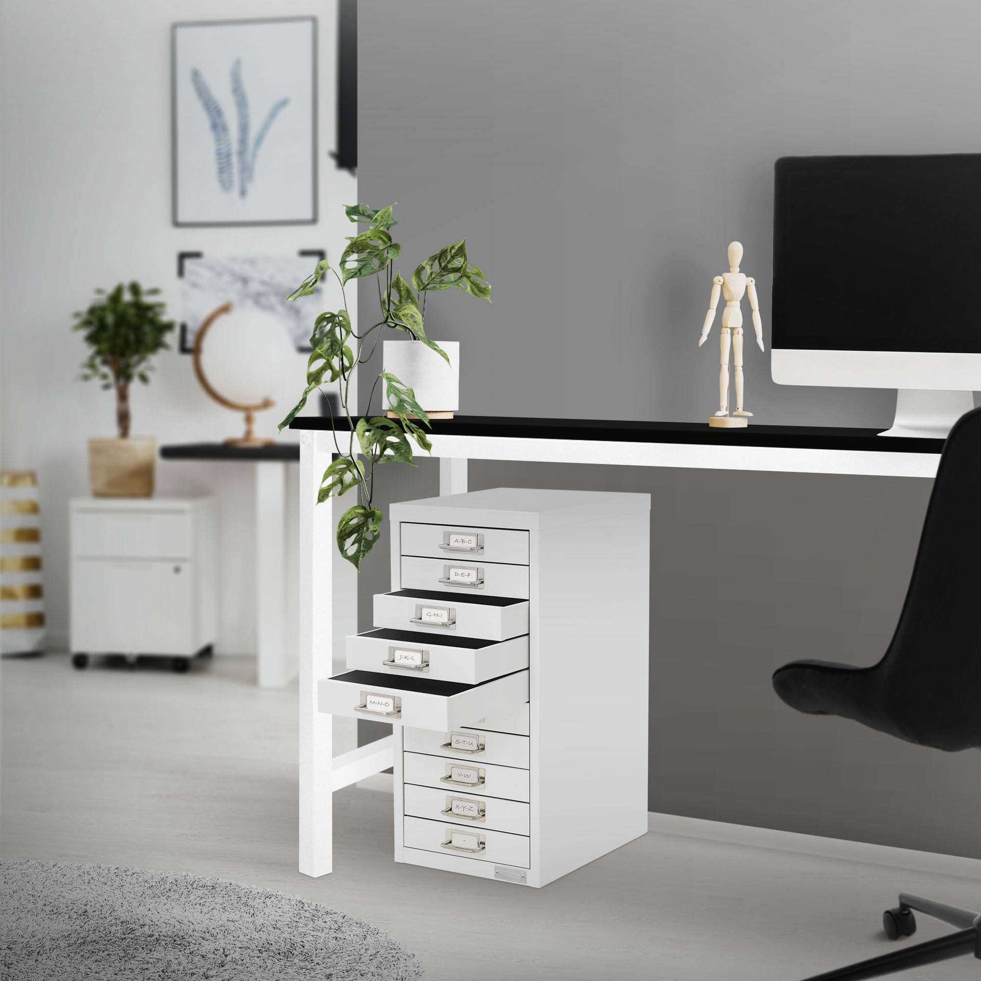 ML-Design Armadio per Archiviazione con 10 Cassetti 28x38x60 cm Bianco Cassettiera in Metallo per DIN A4 Schedario per Ufficio con Portaetichette Armadietto in Acciaio Portautensili Portaoggetti