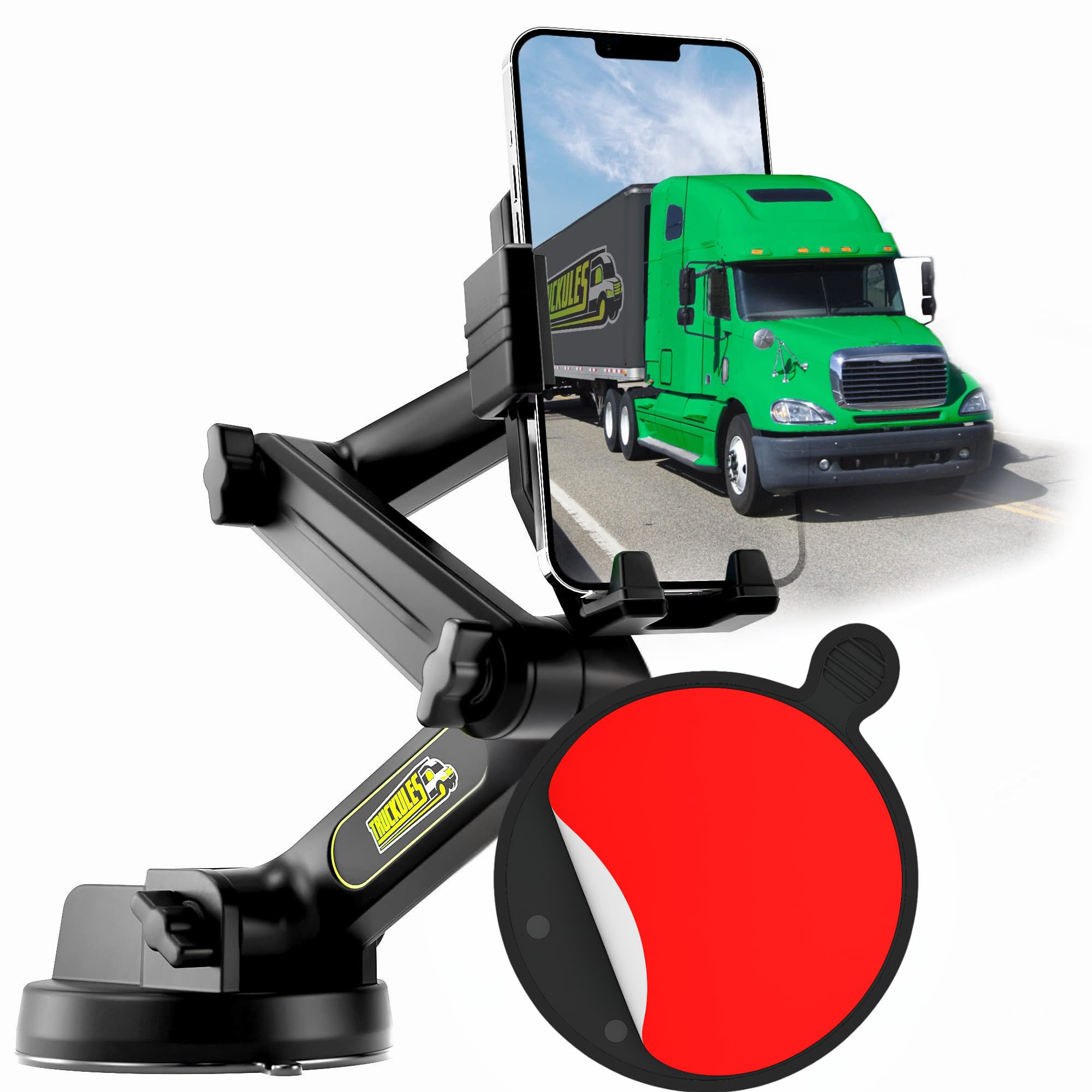 Soporte de teléfono celular para camioneta, soporte de teléfono para conductores de camiones, ventosa resistente + almohadilla para salpicadero, soporte para iPhone para ventana de salpicadero de 16.9