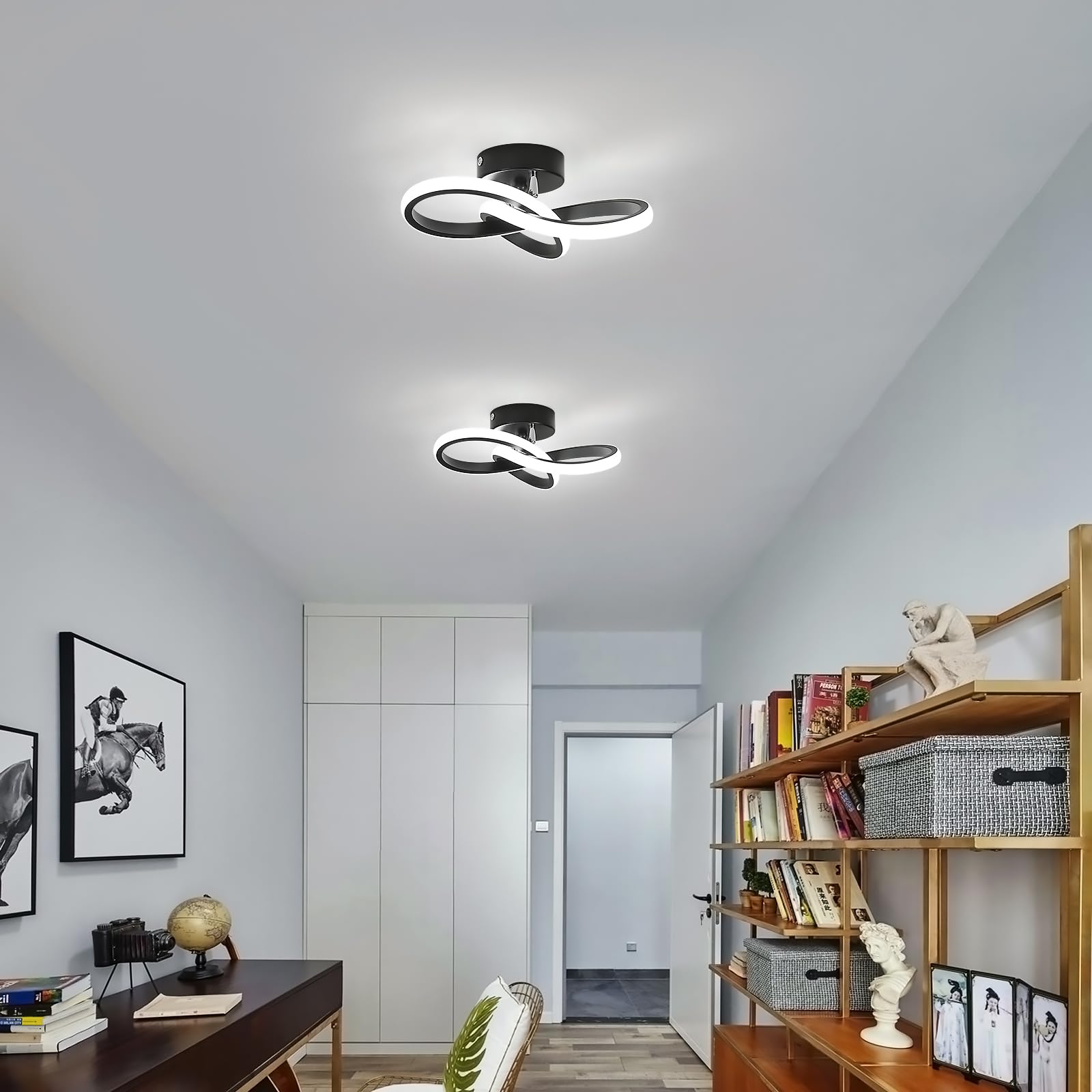 Toolight Plafonnier LED Moderne 22W 2500LM, Forme de Trèfle, Lampe Plafond Noir pour Couloir Cuisine Salle de Bain Chambre Salon, Blanche Froide 6500K, Dia 25cm