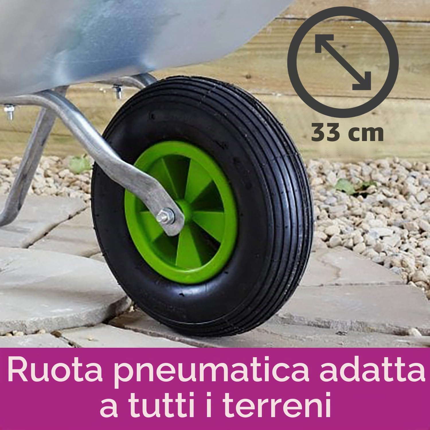 Neo® 65L, carriola da giardino con telaio in acciaio zincato e ruota pneumatica