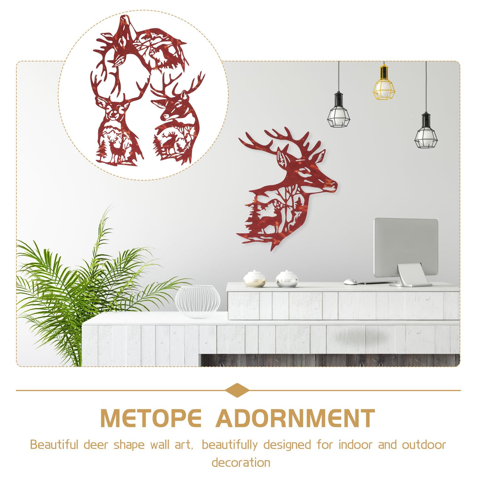 Alasum Decorazione da Parete Facile da Appendere Cervo in Ferro 3 Pezzi, Design Delicato e Realistico per Camera da Letto e Sala da Pranzo