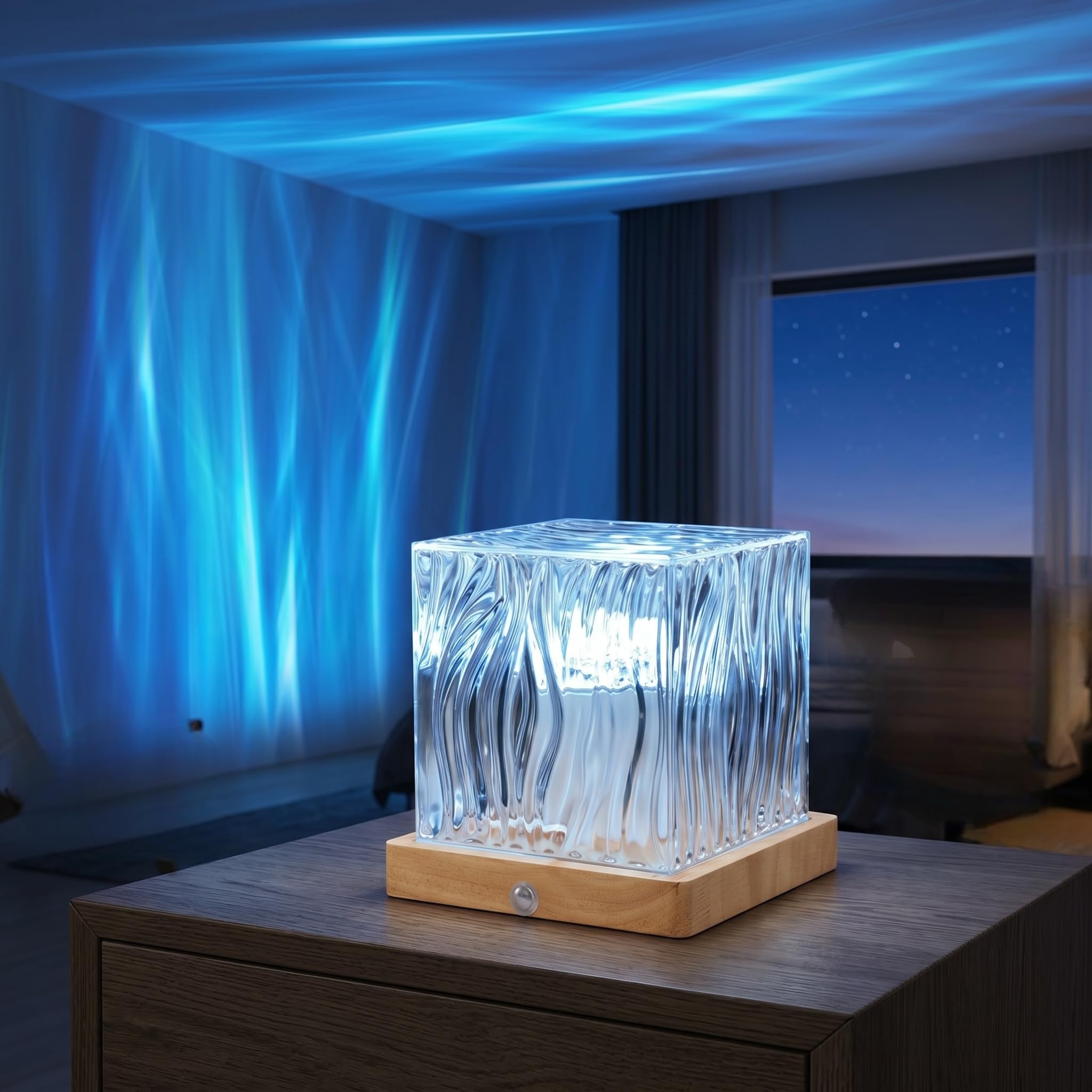 Ocean Wave Lamp, Northern Lights Aurora Projector with Remote Control, 16 Colors Dimmable Night Light for Bedroom, Mood Lighting & Sensory Lights for Kids Adults, Ocean Wave Lamp for Room Decor