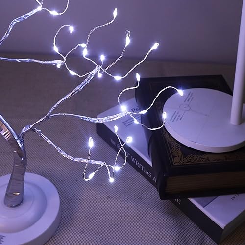 Miniatura 5 de 108 luces LED para árbol bonsái, funciona con bateríaUSB, lámpara de árbol artificial de mesa de 20 pulgadas para sala de estar, dormitorio,