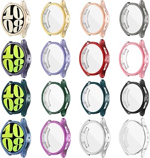 [16Pack] RICHONE for Samsung Galaxy Watch 6 2023 Screen Protector Case 44mm 40mm Accessories, Protective Face Cover, Soft Bumper Scratch Resistance for Women Men (16 Colors, Samsung Watch 6-44mm)