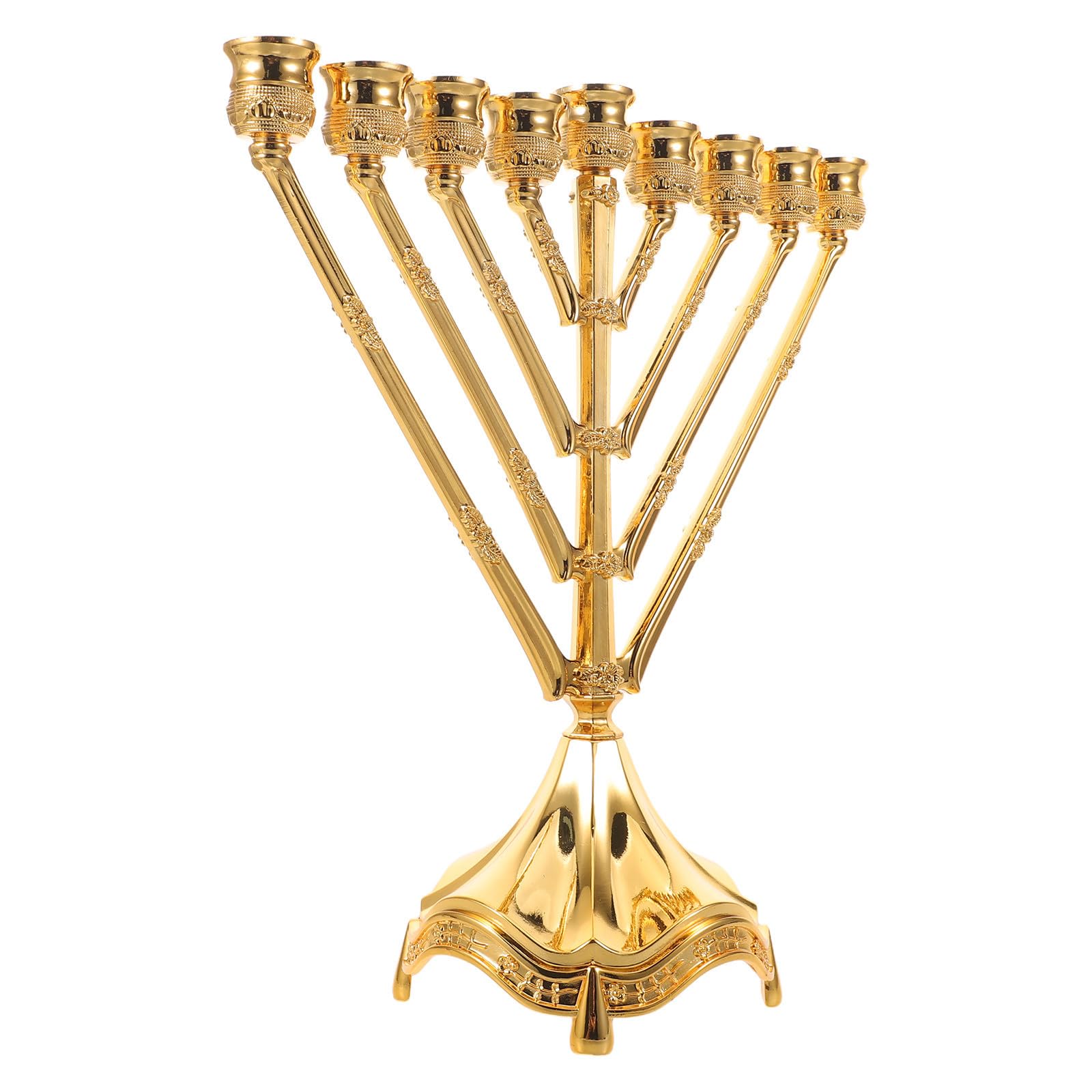 Menorá de Hanukkah de Aleación de Zinc Dorada de 9 Ramas