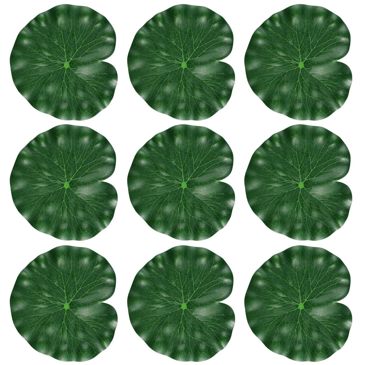 Amosfun 10pcs Artificial Lotus Leaves for Tank Decoration, 18 Cm Simulation Fake Lily Pads, Large Floating Pond Plants for Garden Pond Fountain Decoration