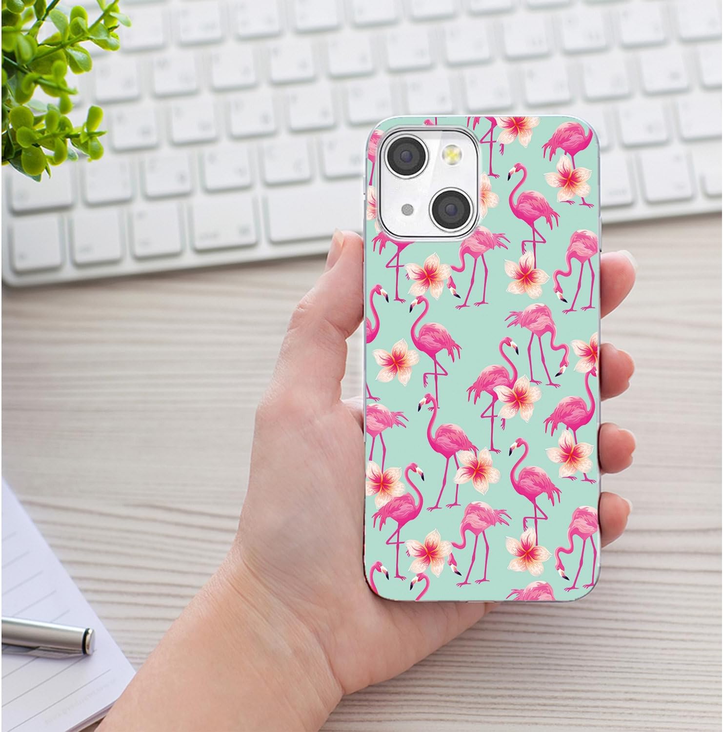 for iPhone 15 Case for Women Girl Men, Full Protective Shockproof Slim Soft TPU Clear Phone Cover Cases Design for iPhone 15 6.1,Cute Cartoon Animal Bird Pink Flamingo Flower Floral - Image 6