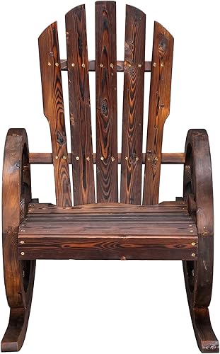 Miniatura 4 de Outvita Adirondack - Juego de 2 mecedoras de madera sillas de descanso carbonizadas de madera para exteriores con reposabrazos de rueda para jardín