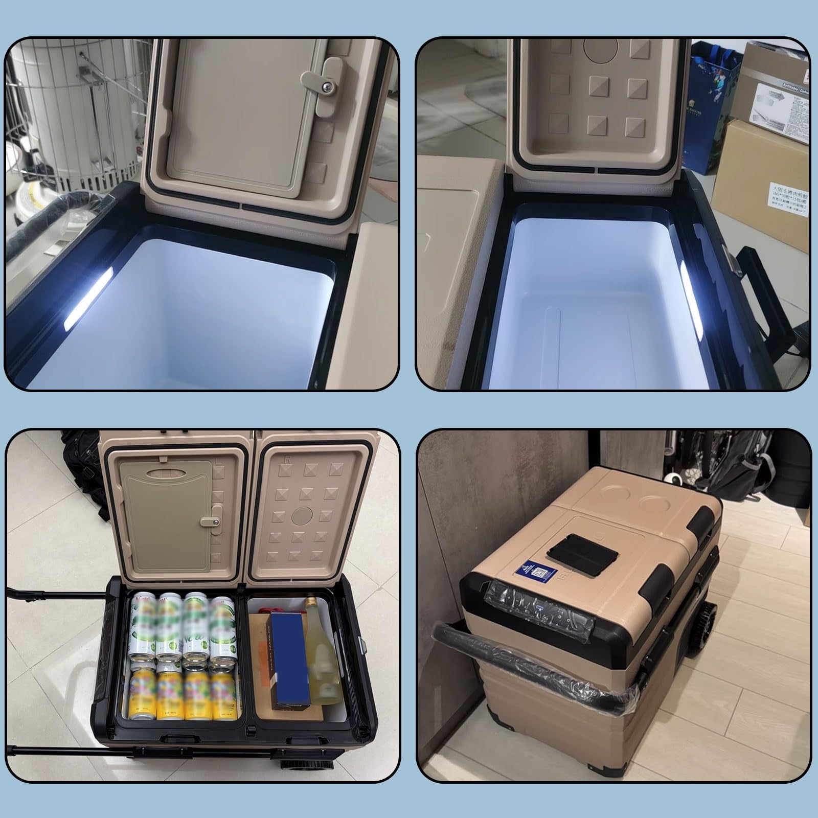 Refrigerador eléctrico portátil para coche, 35L/45L/55L con ruedas, enfriamiento rápido -20℃ a +20℃ para camión, furgoneta, viajes y cámper, diseño de doble puerta