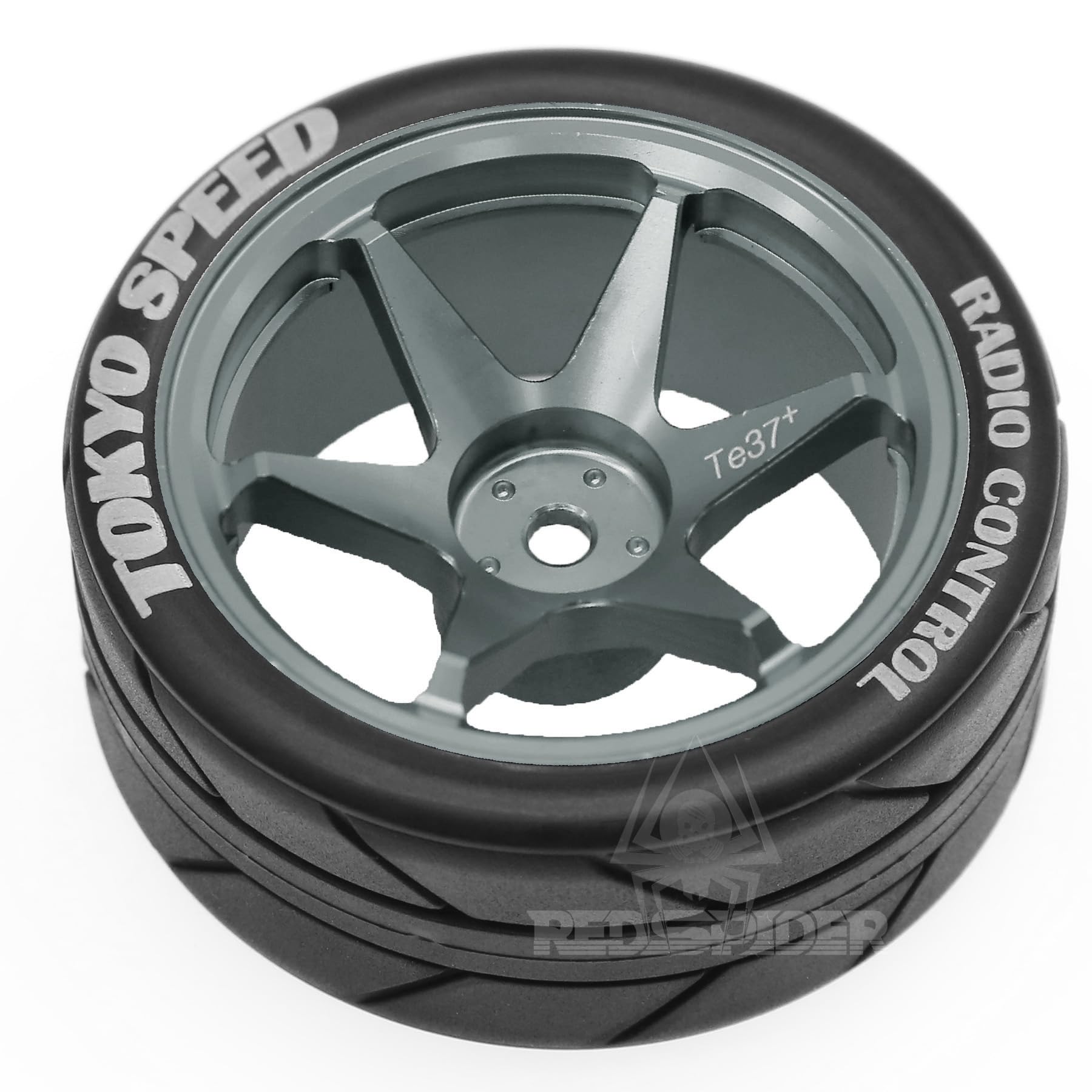 REDSPIDER Juego De 4 Ruedas Hexagonales 12 Mm | Llantas De Metal Y Neumáticos De Goma | Para Coches RC 1:10 En Carretera