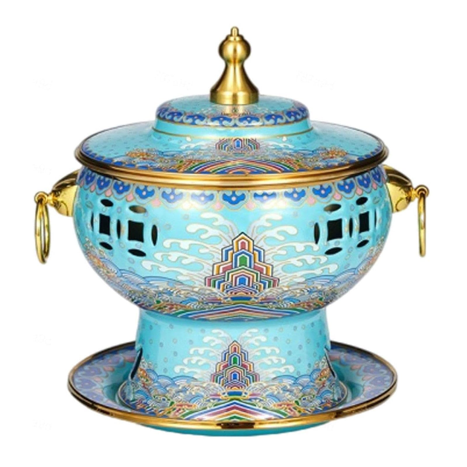 asdchZen Old Hot Pot,Chinese Copper Hot Pot,Chinese Copper Hot Pot Single Alcohol Stove Small Hot Pot Cloisonne Copper Hot Pot For Hiking Home Camping Picnics Parties,A