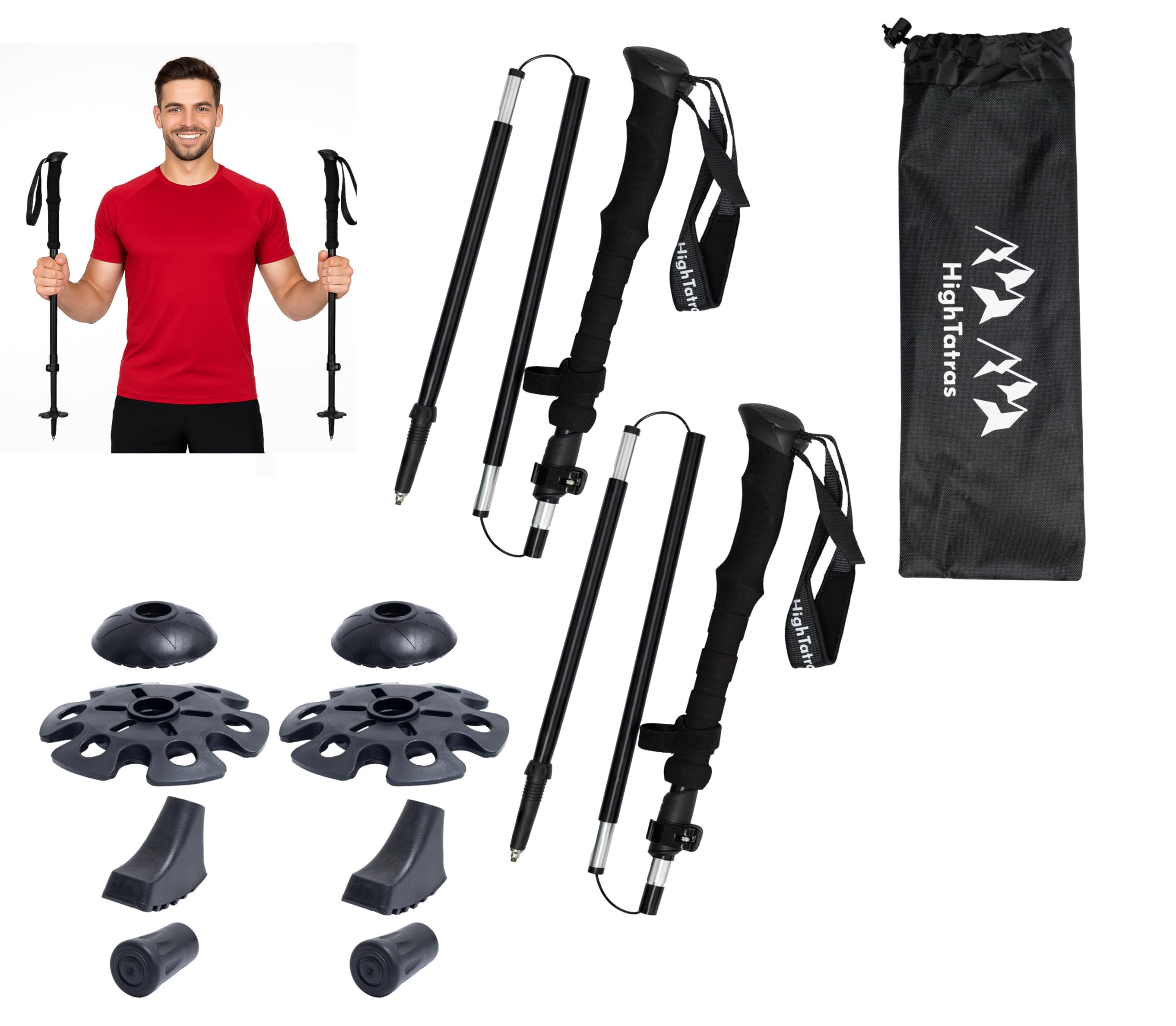 HighTatras Kije trekkingowe składane 36cm kijki do chodzenia po górach