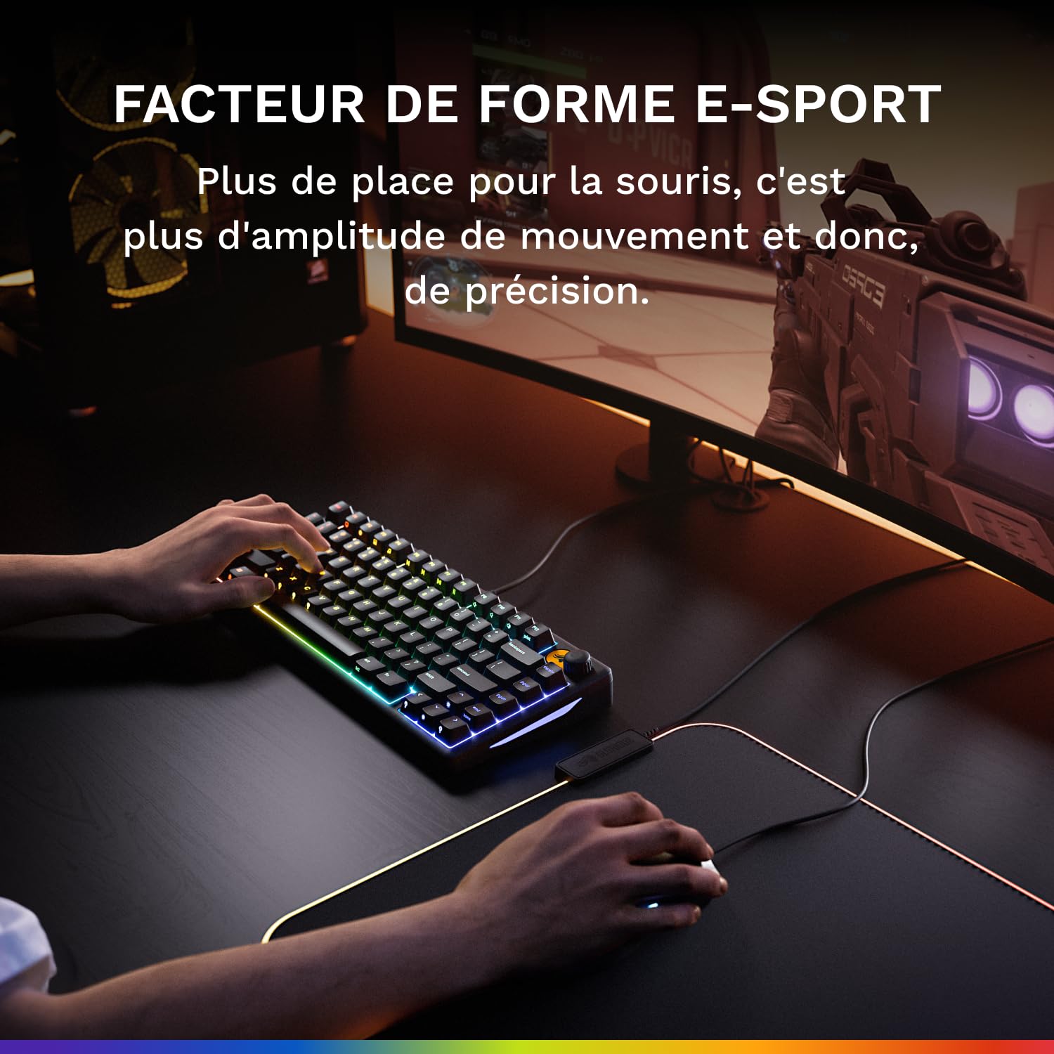 Clavier GLORIOUS Gaming GMBK 75% - Capuchons MX remplaçables, USB détachable, IP57 résistant Eau/poussière, RGB 10 Zones, Switchs Silencieux - Disposition française AZERTY