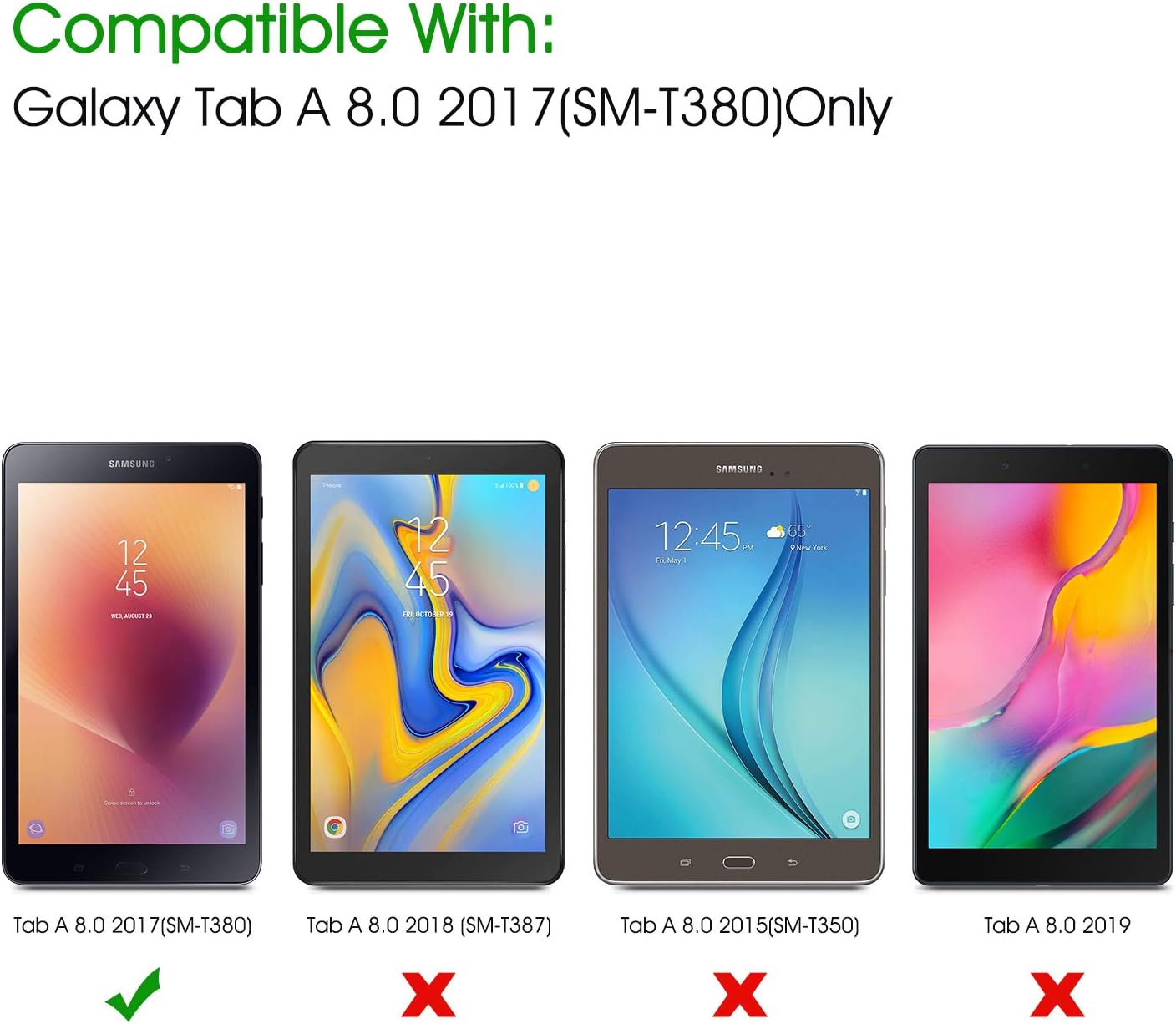 OMOTON[3 pack] Screen Protector for Tab A 8.0 2017(SM-T380), Tempered Glass/High Definition / Bubble Free screen protector for Samsung Galaxry Tab A 8.0 inch 2017 Released