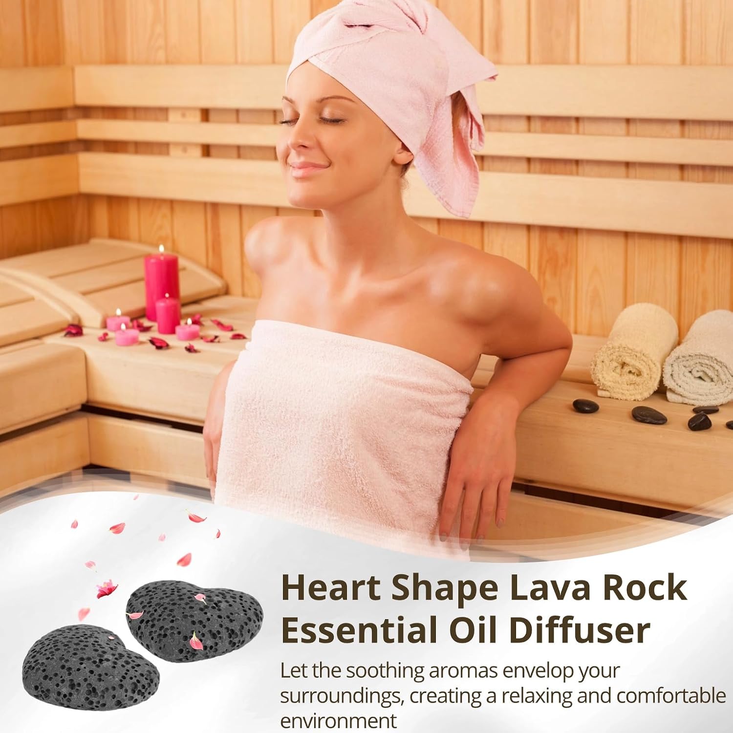 10 PCS Rock Essential Oil Diffusers, Heart Shape Lava Rock Stone Diffuser, Black Lava Rock Diffuser, Pocket Stone Diffuser for Home, Offices, Cars, Yoga, Sauna, SPA