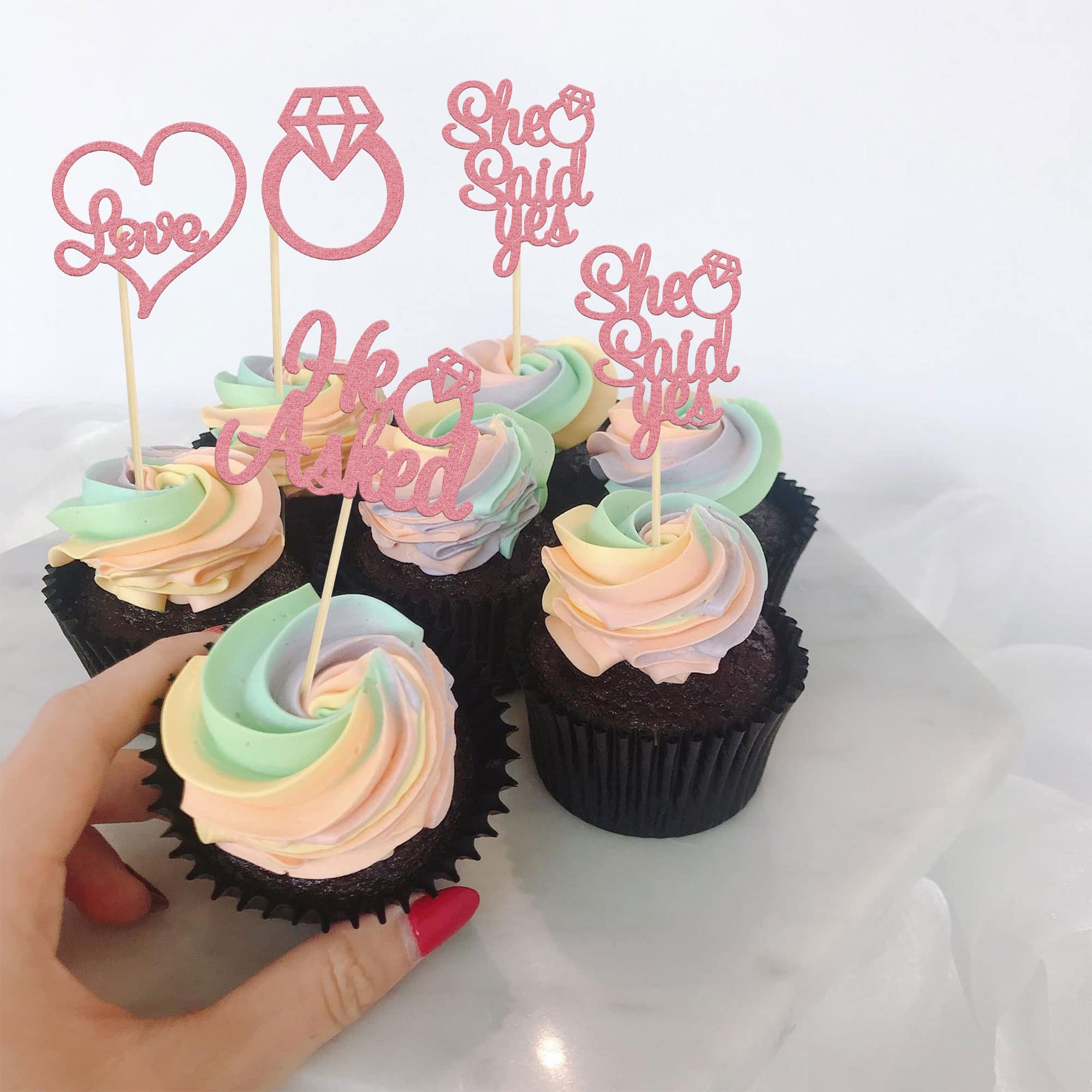 Gyufise Confezione da 24 decorazioni per cupcake con anello a forma di