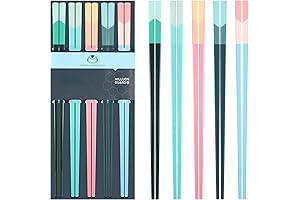 Reusable Chopsticks, 9.6 inch/24.3cm Matte Non-Slip Fiberglass Chop Sticks, Chinese Chopstick, Morandi Colorful-5 Pairs