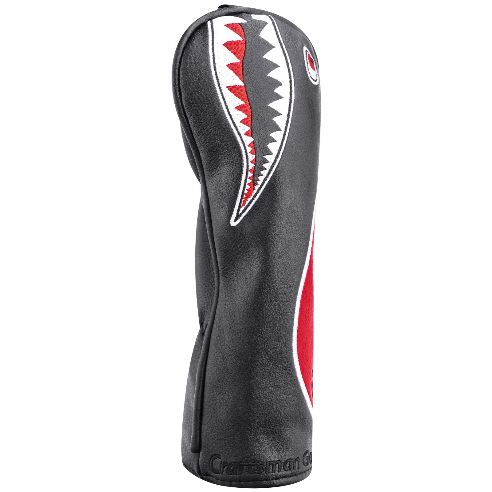 Craftsman Golf Shark Black and Red Driver Fairway Wood Rescue Hybrid Blade Putter Cover Headcover
