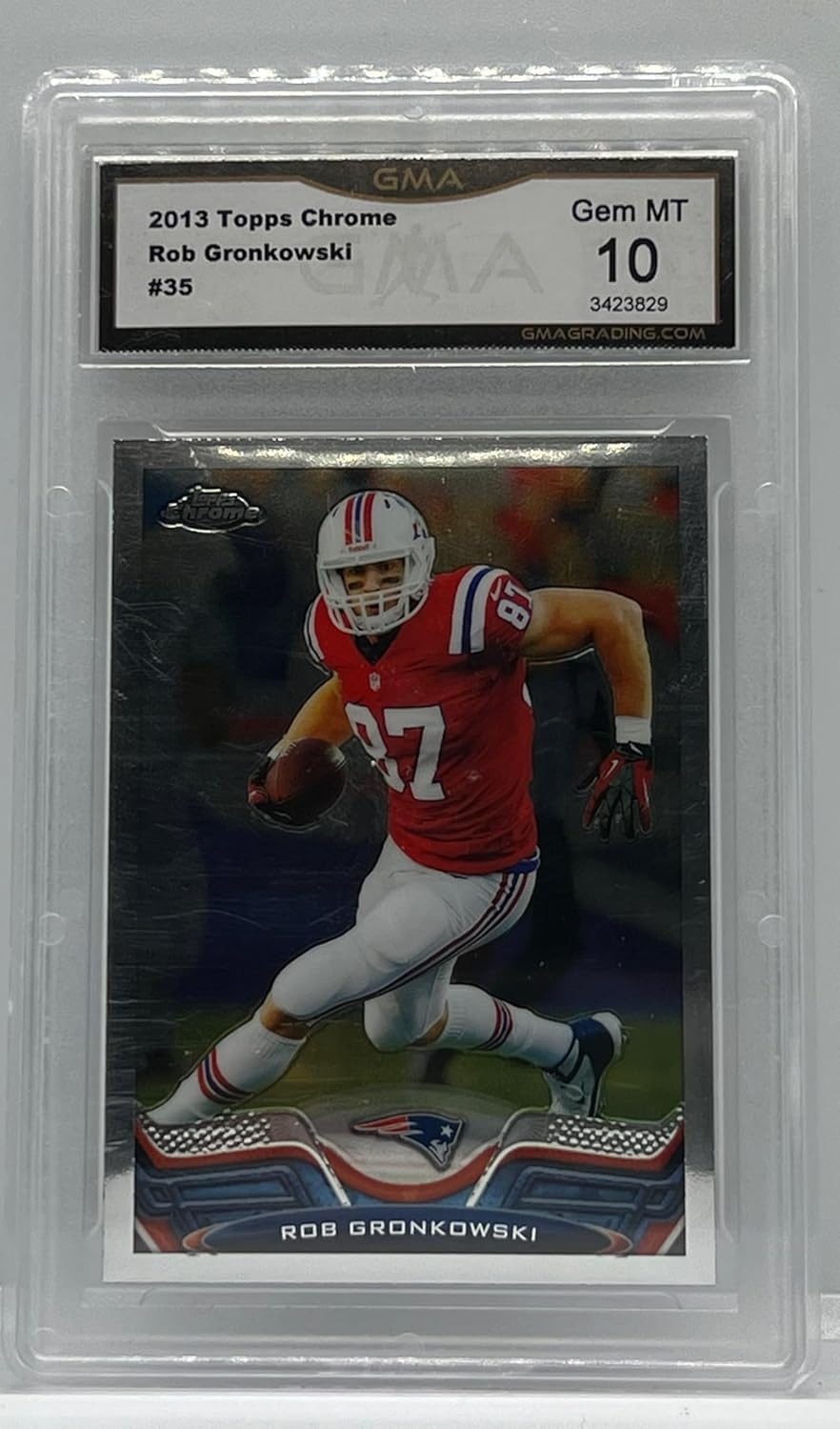 Rob Gronkowski Gem Mint 10 GMA Graded Collectible Football Card - 2013 Topps Chrome Football Card #35 (Patriots)