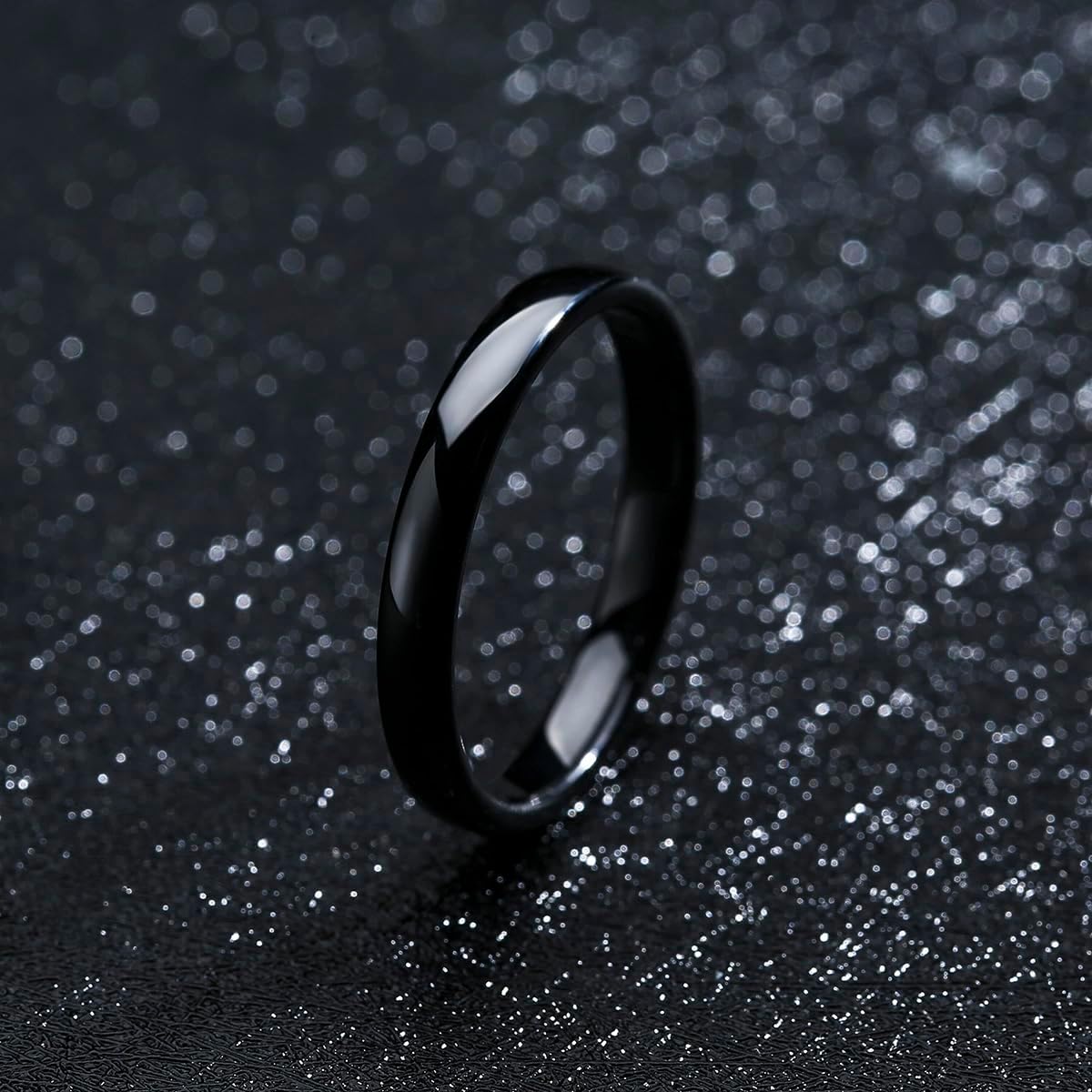 4-Pack Hypoallergenic Ceramic & Enamel Ring Set, 3mm Wide Black & White Wedding Bands for Women & Men, Unisex Comfort Fit Jewelry Gift for Her & Him - Image 7