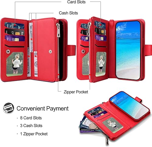 Miniatura 3 de JZASES Funda para Galaxy A32 5G, 2 en 1 magnética desmontable a prueba de golpes, funda de piel sintética con ranura para tarjeta para Samsung