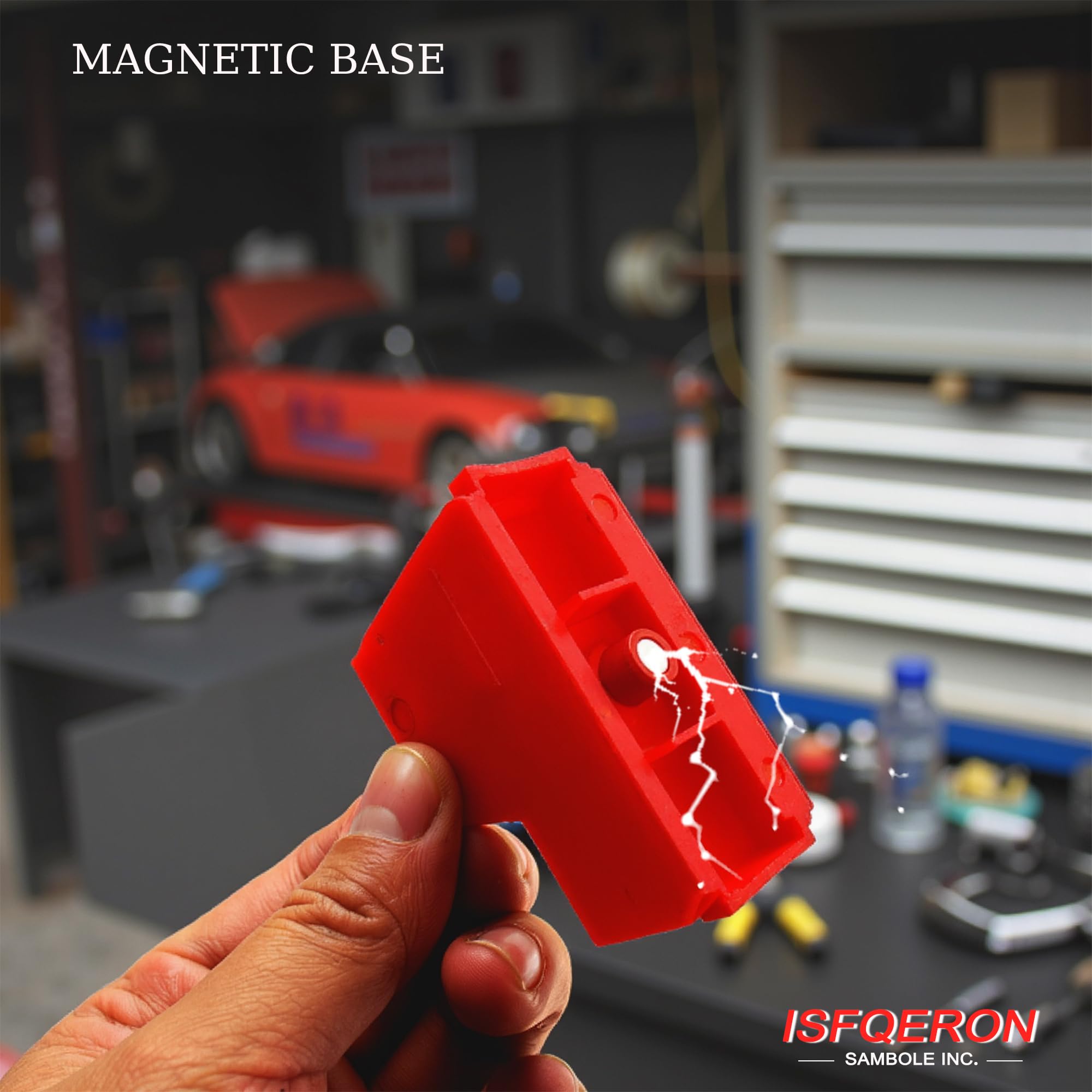 Organizer magnetico per cassetti della cassetta degli attrezzi, resistente, modulare, con etichette SAE/metriche, 92 pezzi di archiviazione personalizzabile e forte base magnetica (rosso)