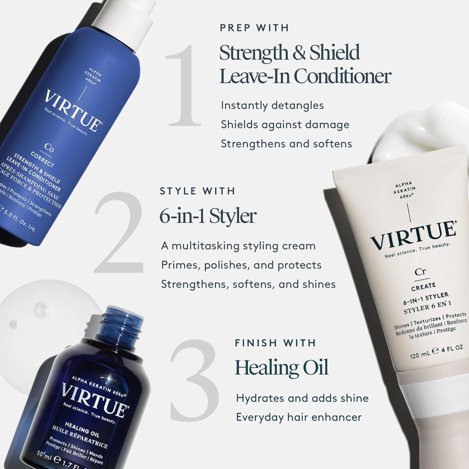 VIRTUE Strength and Shield Leave-In Conditioner, Detangles and Strengthens Hair, All Hair Types, Color Safe, 5 Fl Oz - Image 4