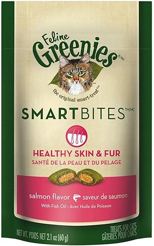 Greenies Feline SMARTBITES Piel y Piel Salmón 21oz - Seis 6 Paquetes