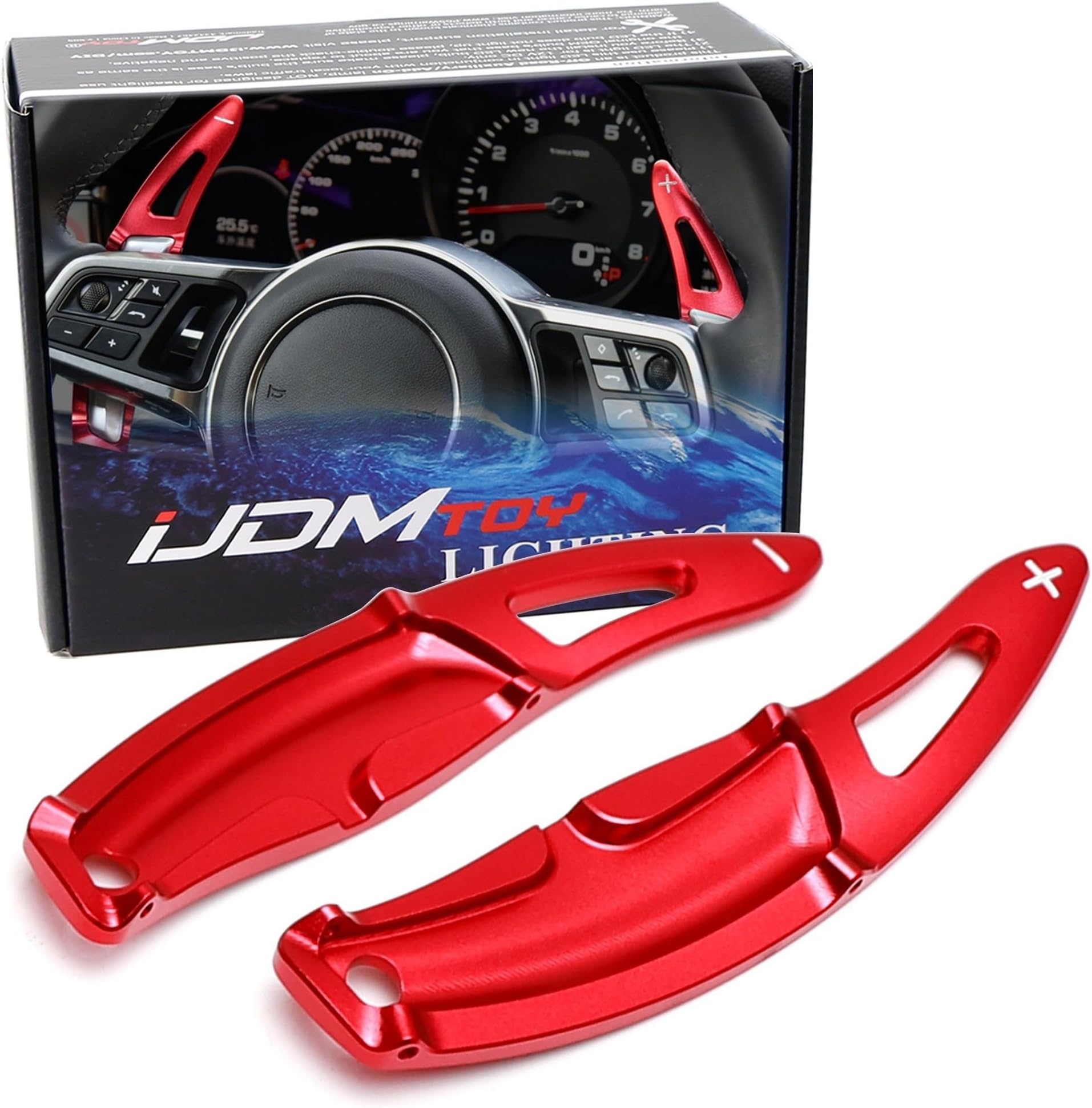 iJDMTOY Red CNC Billet Aluminum Large Paddle Extensions Compatible with Porsche Cayenne Macan Panamera 911 Cayman/Boxster 718