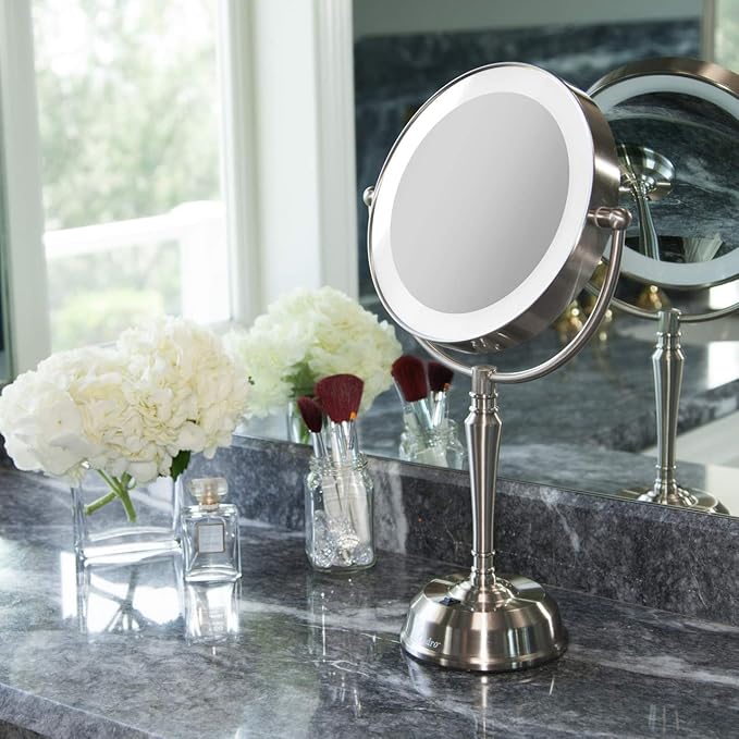Espejo de maquillaje LED recargable Zadro 11" con aumento 10X/1X miniatura 4