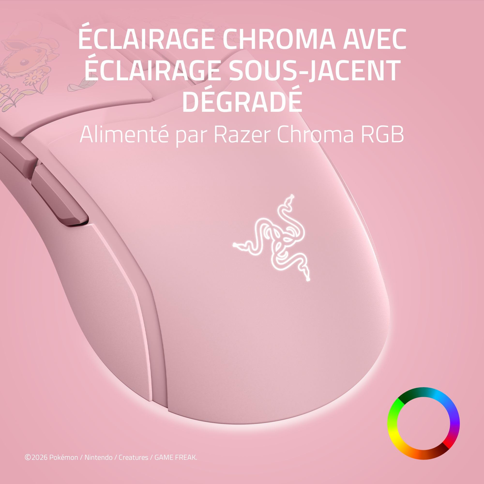 Razer Cobra Pokémon Pikachu & Eevee - Souris de Jeu Filaire légère avec Chroma RGB - 58 g - 8 500 DPI - Câble Speedflex | Édition Pikachu & Évoli