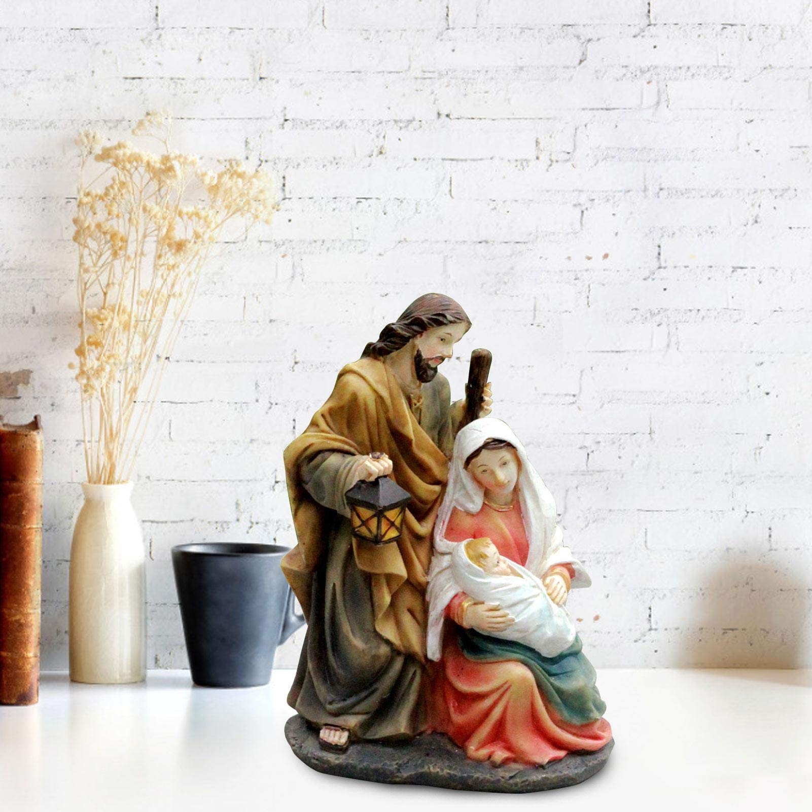 Figurines Nativité Noël - Crèche Résine Détaillée - Décoration Religieuse - Pour Table, Étagère, Cheminée - 7