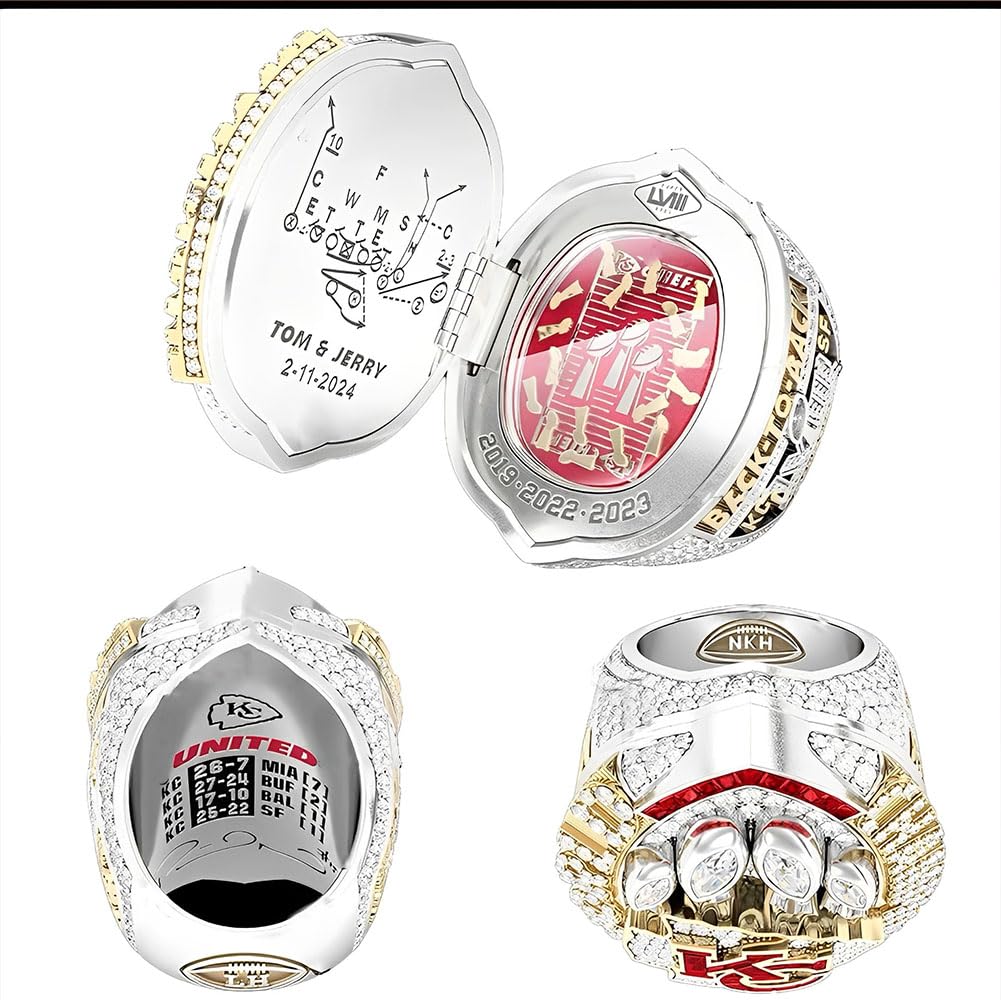 MCBEAN Anello da Campionato KC 2024, Anello MVP di Rugby, Souvenir del 58° Super Bowl, Regalo da Collezione per Uomini, Padre, Amico, Tifosi dei Chiefs, Amanti del Football,13#