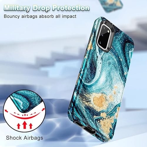 Miniatura 5 de Btscase Funda para Galaxy S20 FE 5G, patrón de mármol 3 en 1, resistente a prueba de golpes, cuerpo completo, policarbonato duro y suave protección