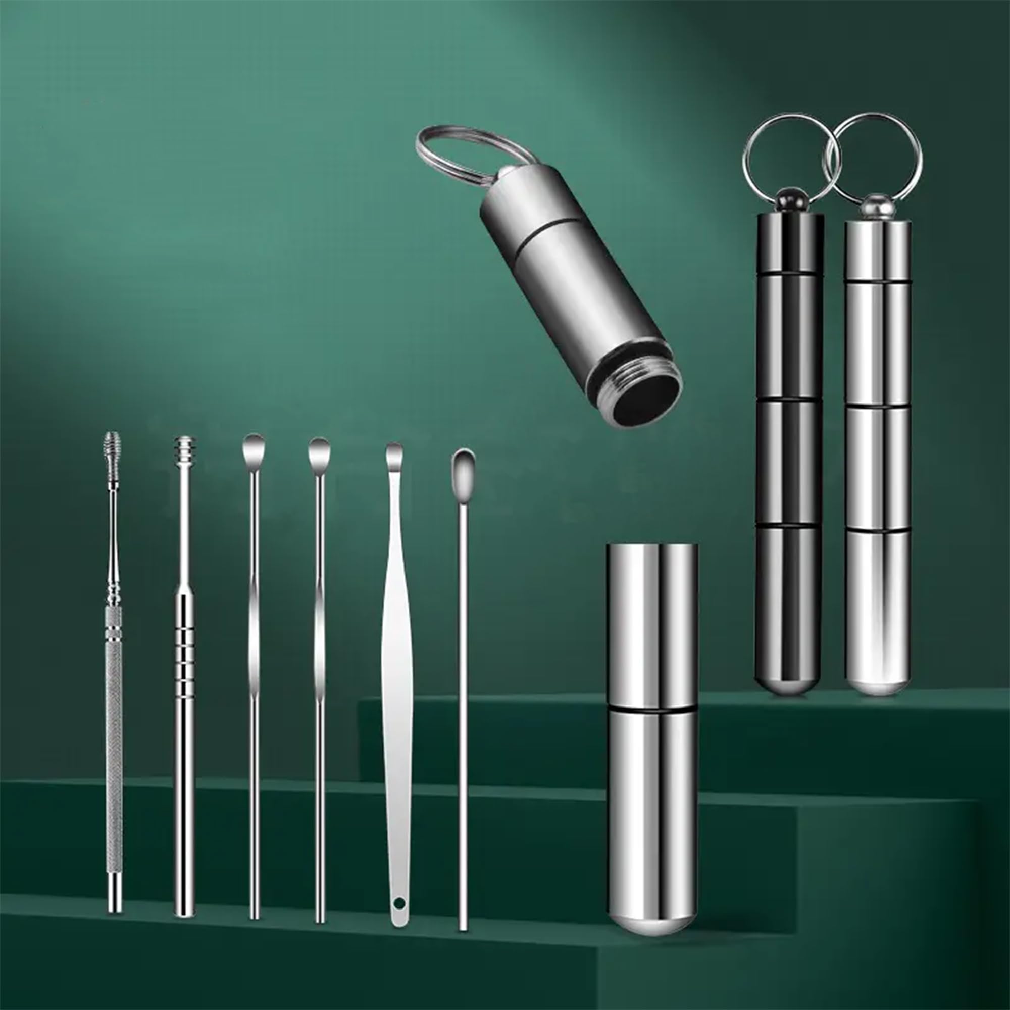 Magnova Store® 6 Pcs Ear Cleaning Kit, Resuable Ear wax Remover Tools Kit with Aluminum Tube - Ear Pick Wax Remover Kit with Ear Curette Cleaner and Spring Ear Buds Cleaner For Kids Men and Women (B0BGP3D286) Amazon Price History, Amazon Price Tracker