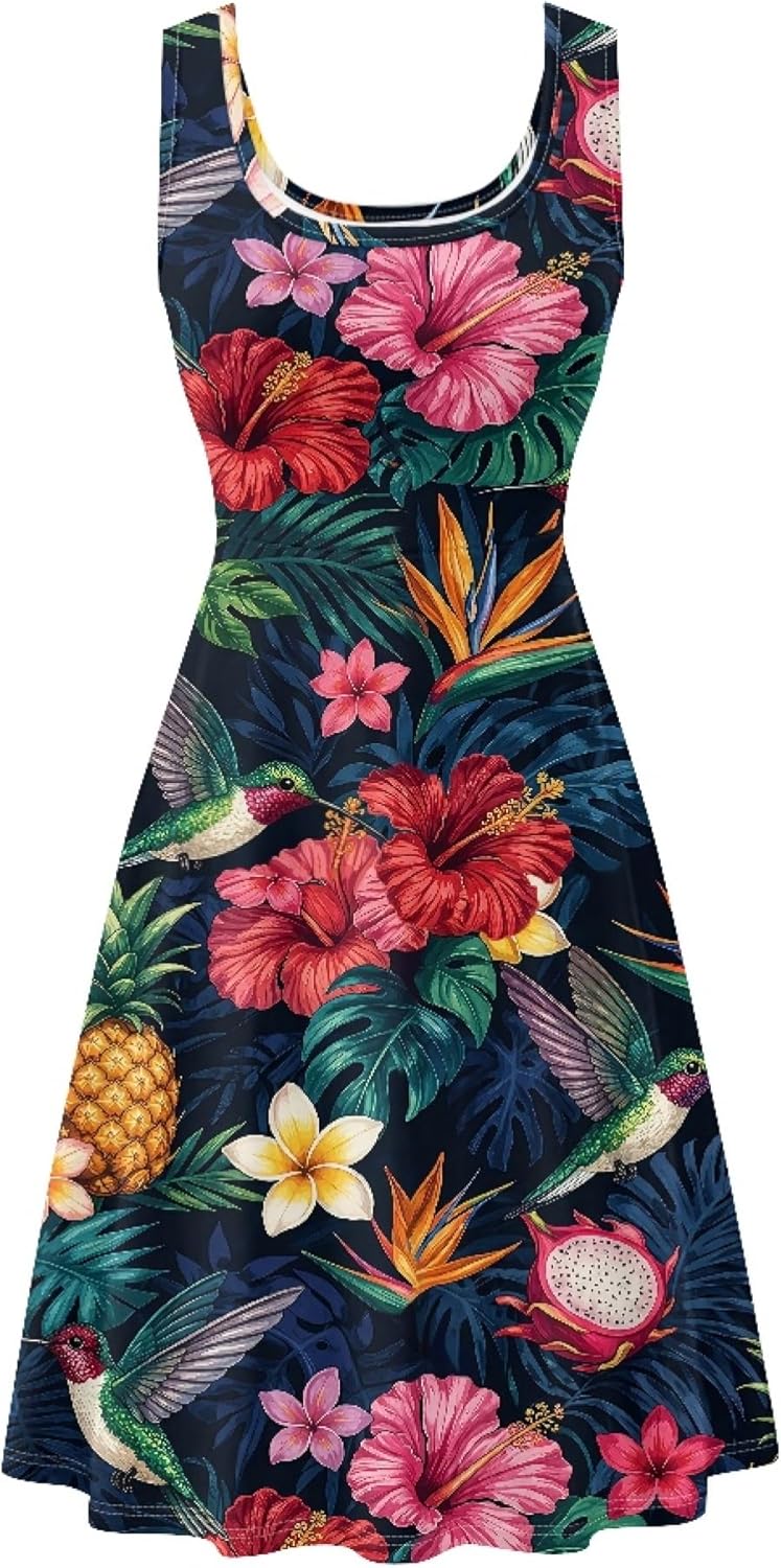 TOADDITDO Womens Summer Sleeveless Tank Dress with 2 Side Pockets XS-4XL Plus Size