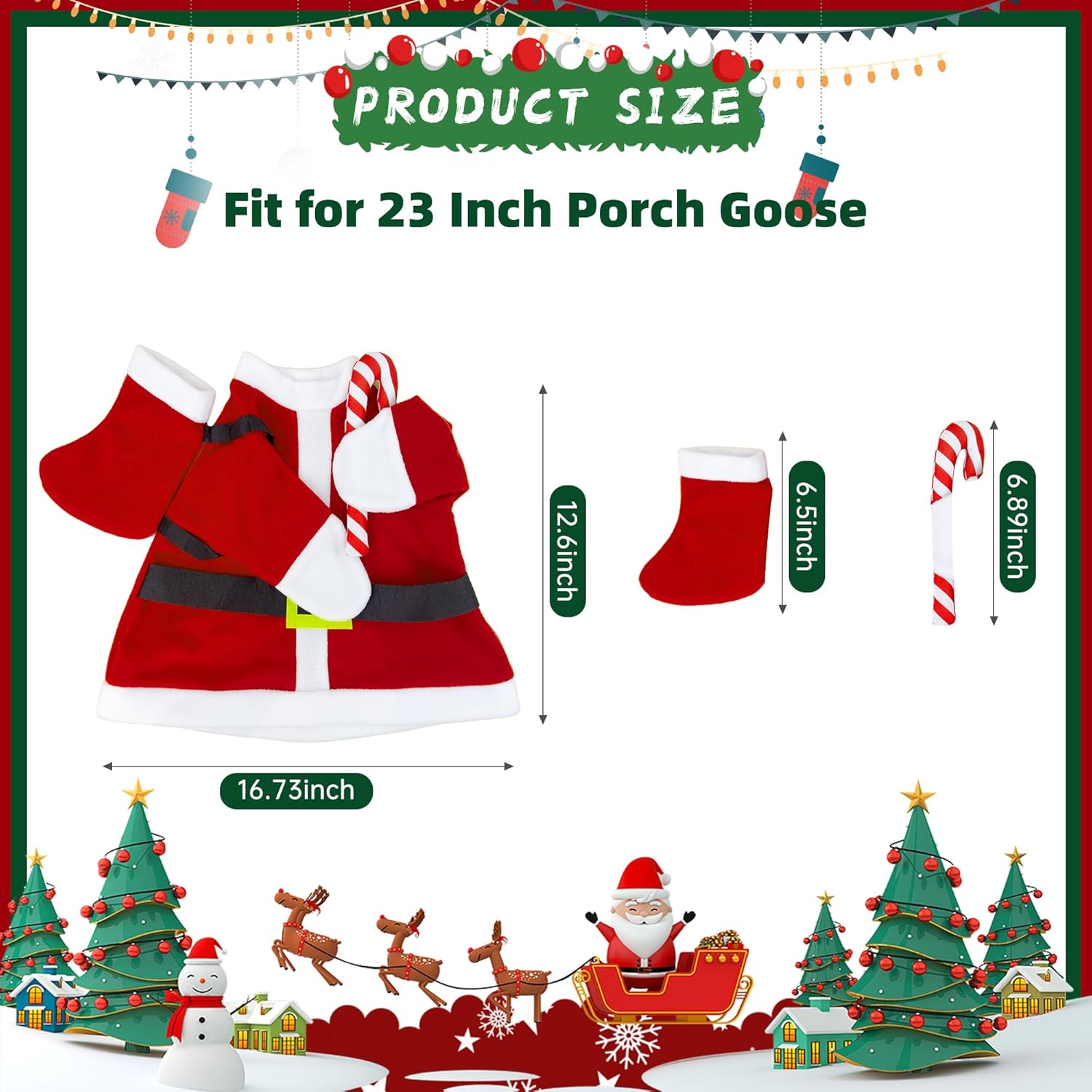 Iemtic Porch Goose Costume -Goose Outfit for Indoor/Outdoor Use for Lawns, Yards, and Christmas Fits Geese Up to 23 Inches Christmas Fit 23inch