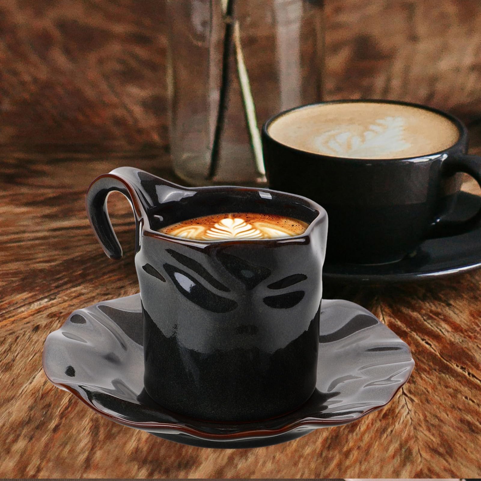 Alipis Keramikbecher Satz 150ml mit Henkel aus Keramik in Kaffee