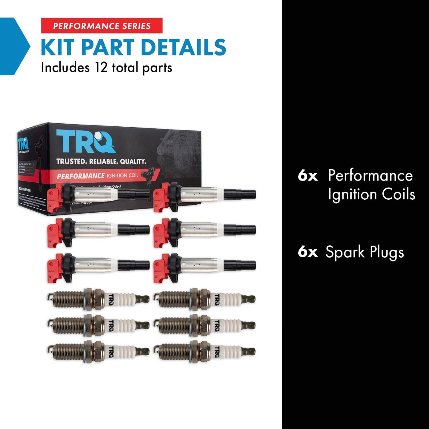 TRQ Ignition Coil and Spark Plug Kit 12 Piece Iridium Spark Plugs Compatible with 2010-2013 BMW 128i 328i 328xi 2010-2011 528i 528xi 2010-2012 X3 2010 X5 2010-2011 Z4