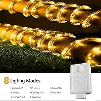 Vista 3 de 50 pies de luces de cuerda LED 360 para exteriores, luces de tubo flexibles y conectables con 8 modos, iluminación de cuerda LED impermeable
