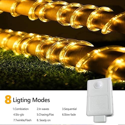Miniatura 3 de 50 pies de luces de cuerda LED 360 para exteriores, luces de tubo flexibles y conectables con 8 modos, iluminación de cuerda LED impermeable para