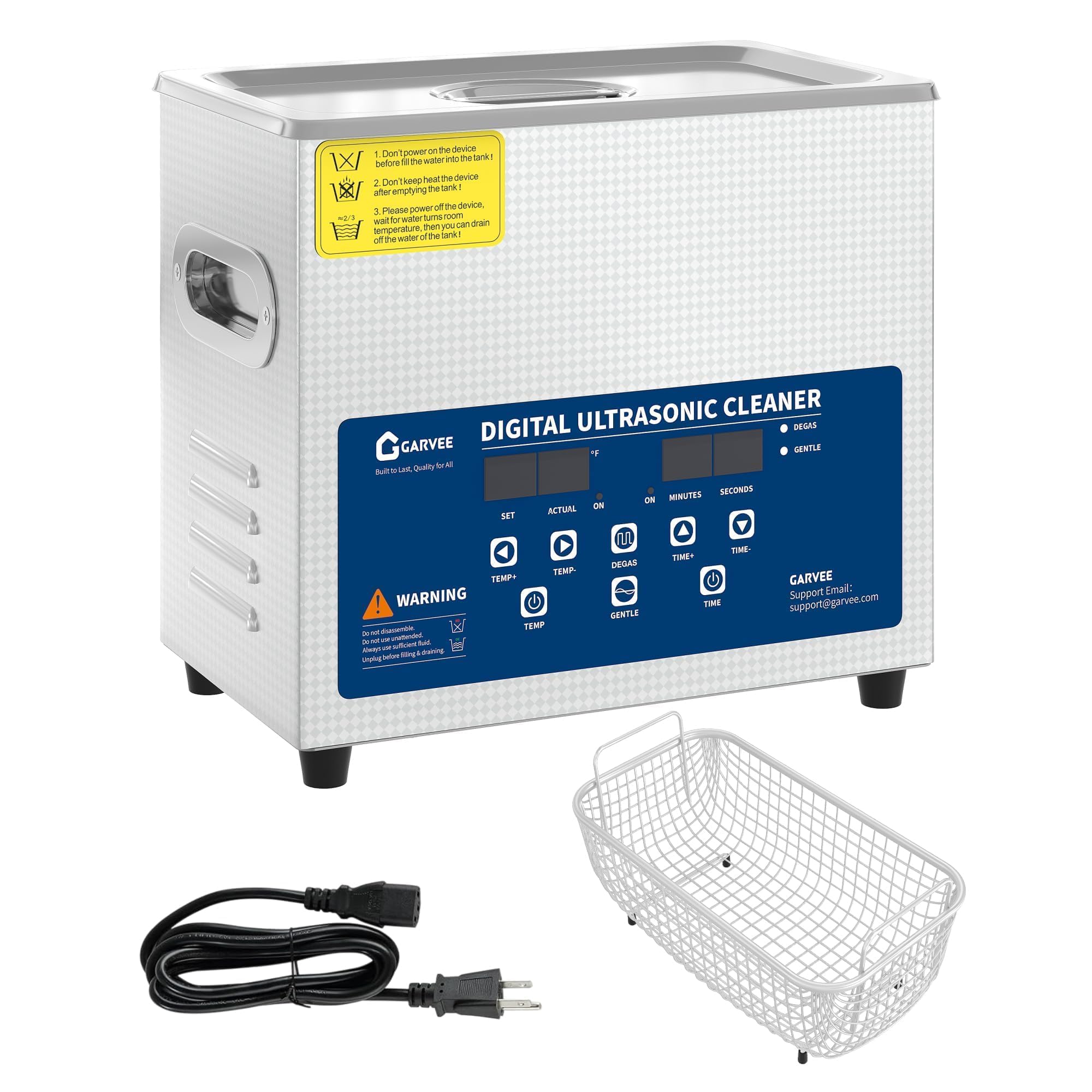 LITAKE Limpiador ultrasónico 40kHz con temporizador y calefacción 3L | Capa protectora premium, acero 304 resistente a altas temperaturas, carcasa anti-huellas, tapa y asa insonorizadas