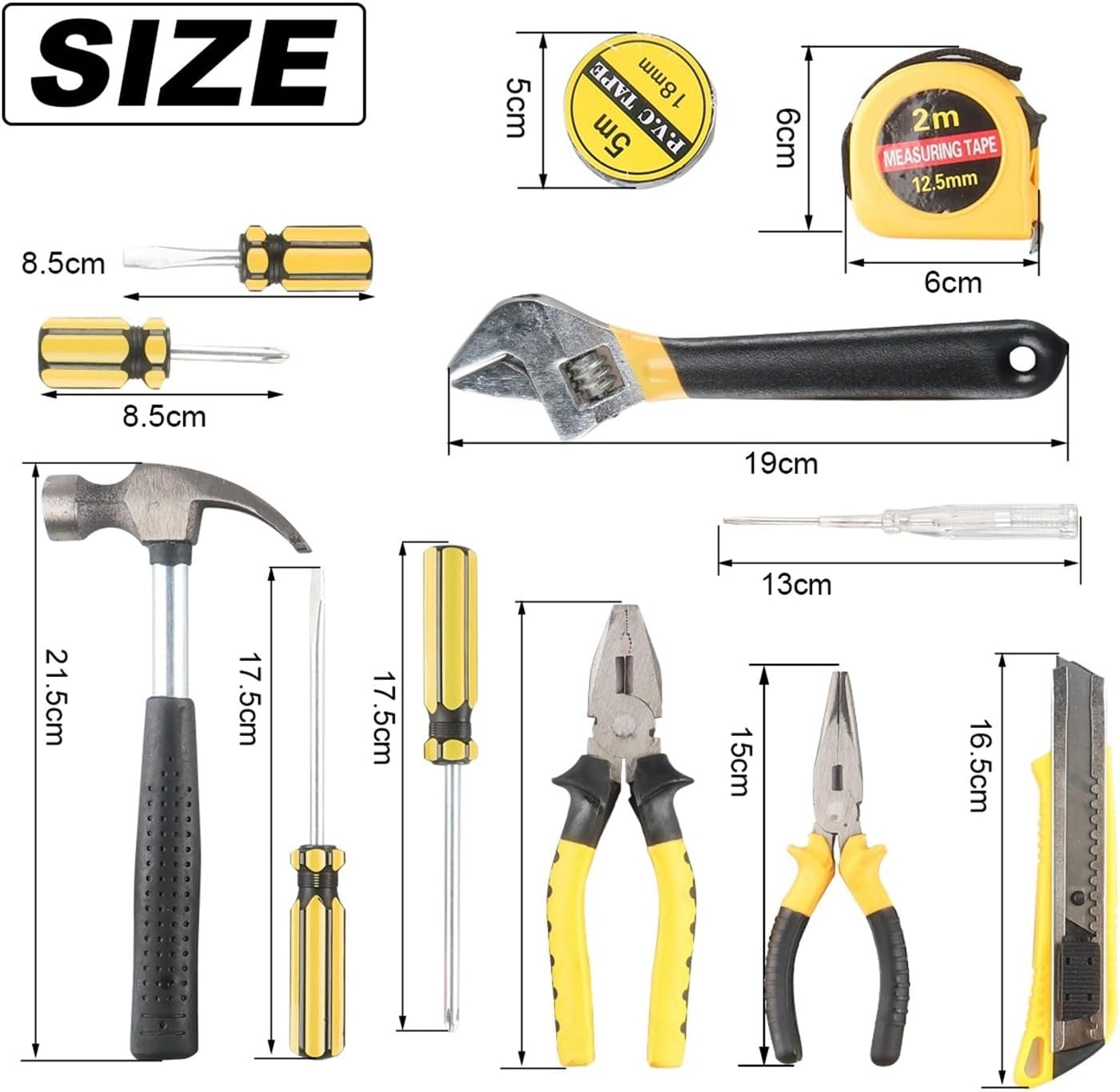 8/9/12/13Pcs Hand Tool Sets Household Home Repair Tool Set Screwdriver Tool Box Set Scissors Claw Hammer Tools Compatible with Home Use(8 in 1 Box Blue)